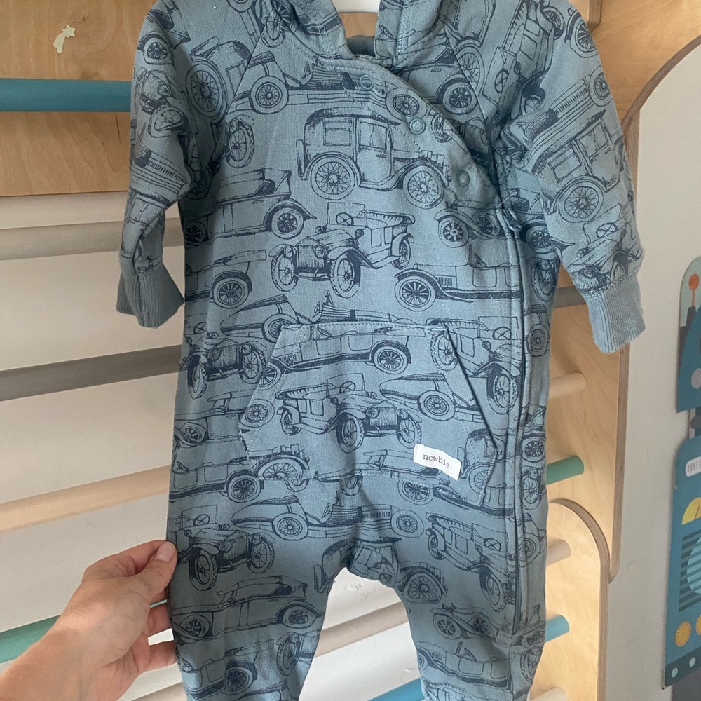 Newbie (Zara / Rylee+Cru style) Grey Blue Car outdoor Onesie